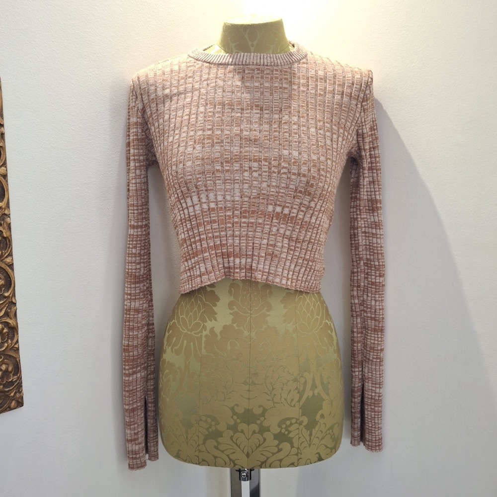 Monrow tan brown cropped sweater Size Small Boho Casual